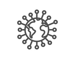 Coronavirus pandemic line icon. Covid-19 global virus sign. Corona virus symbol. Quality design element. Editable stroke. Linear style coronavirus icon. Vector