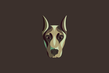 Fototapeta premium Doberman dog vector illustration in portrait mode