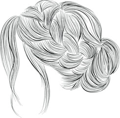 Elegant  half braided bun hairstyle vector illustration