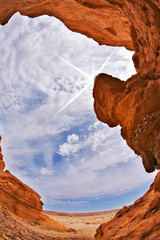 Effective slot-hole canyon in desert