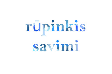 inscription take care of yourself to Low Poly in Lithuanian