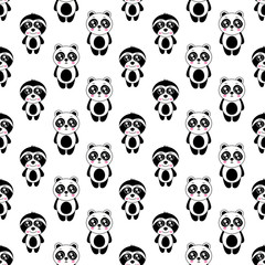 Seamless pattern cute panda and sloth cartoon .vector and illustration - 334799117