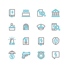 Law and Order Linear Vector Icons Set