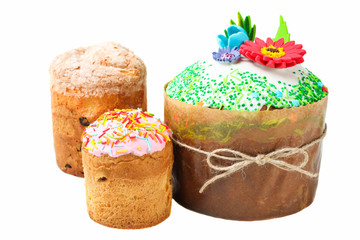 Three Easter cakes with decorative topping