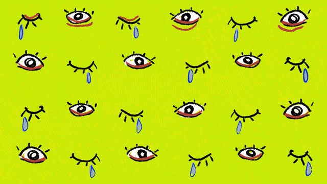 Open Closed Eye Pattern with Crying Tears