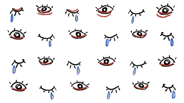 Open Closed Eye Pattern with Crying Tears
