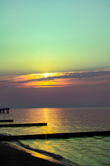 sunset, dawn on the sea, ocean in calm weather