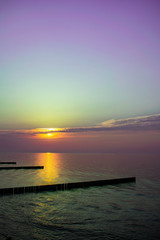 sunset, dawn on the sea, ocean in calm weather