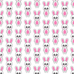 Seamless pattern cute rabbit cartoon .vector and illustration - 334799795