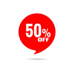 Discount banner, tag. 50 percent off. Template design.