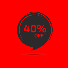 Discount banner, tag. 40 percent off. Template design.