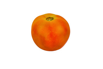 Medium sized red colored ripe tomato isolated in a white paper background