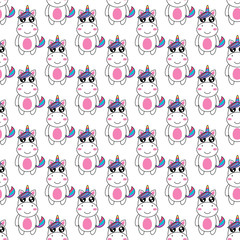 Seamless pattern cute unicorn cartoon .vector and illustration - 334800174