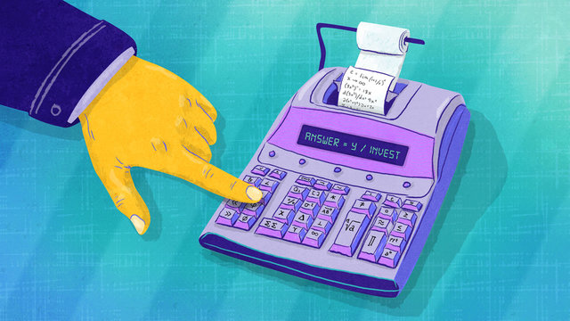 Businessman hand using calculator to decide whether to invest