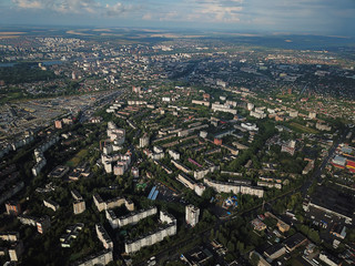 Naklejka na ściany i meble City aerial view from the drone