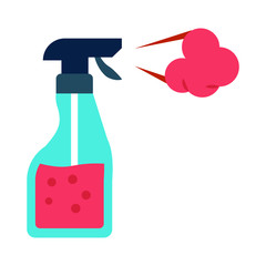 Coronavirus Housekeeping Liquid Spray Bottle Vector Flat Icon Design, Home Cleaning Equipment on White background, Living Space Sanitizer, covid-19 spread prevention fluid