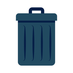 Metal Trash Can Vector Flat Icon Design Concept, metallic Housekeeping Supplies on White background, Delete Sign