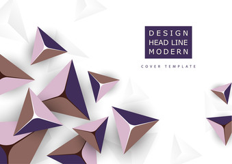 Obraz premium Abstract colorful background with geometric elements. Flying pyramids, triangles. Minimal cover design. Template for your corporate design. Vector