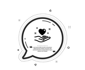 Hold heart icon. Quote speech bubble. Friends love sign. Friendship hand symbol. Quotation marks. Classic hold heart icon. Vector