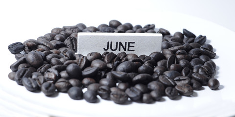 Coffee bean with month of year