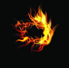 Fototapeta premium Collection of fonts or letters from fire, modern red fire, fonts Tattoo Fire. The alphabet is hot, ABC is burning. Hot typography. fire lettering, letter O