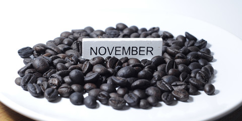 Coffee bean with month of year