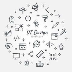 Doodle UI Design with black color icon 