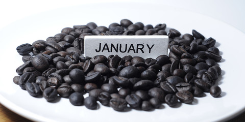 Coffee bean with month of year