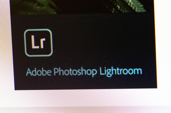 Adobe Photoshop Lightroom icon app on the screen notebook. Adobe Systems Incorporated is an American multinational computer software company. Moscow, Russia - May 10, 2019
