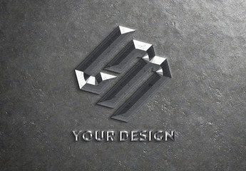 Chiselled Metal Logo Mockup
