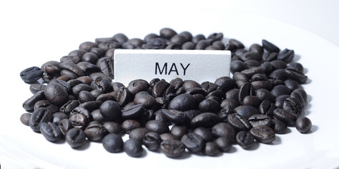 Coffee bean with month of year