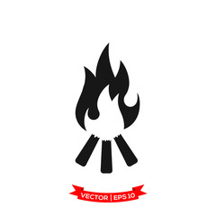 fire camp icon in trendy flat style