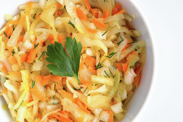 vitamin salad decorated with parsley leaf