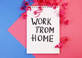 white notebook with the text work at home