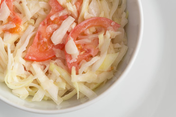 white cabbage tomato salad with mayonnaise