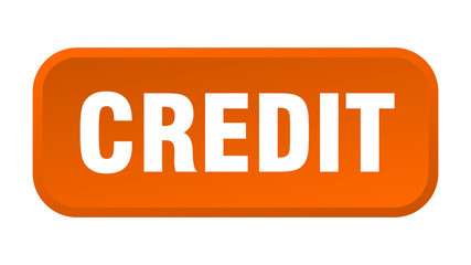 credit button. credit square 3d push button