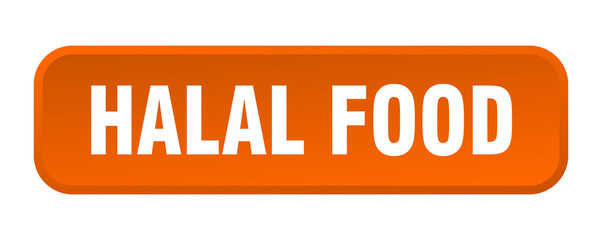 halal food button. halal food square 3d push button