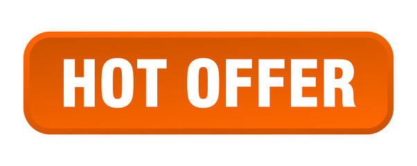 hot offer button. hot offer square 3d push button