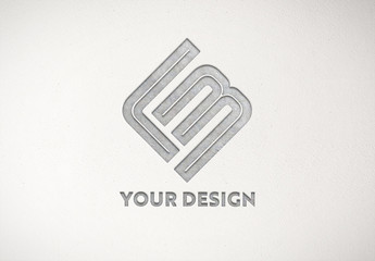 Debossed Metallic Logo on Textured Paper Mockup