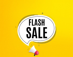 Flash Sale. Megaphone banner with chat bubble. Special offer price sign. Advertising Discounts symbol. Loudspeaker with speech bubble. Flash sale promotion text. Social Media banner. Vector