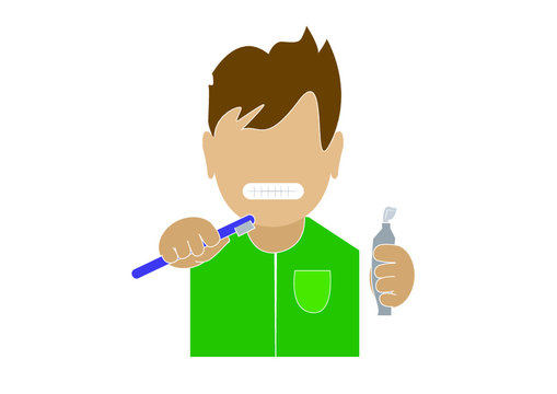 Hombre cepillando dientes