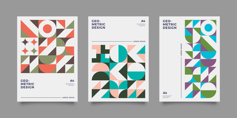 Fototapeta premium Retro bauhaus cover a4 template 