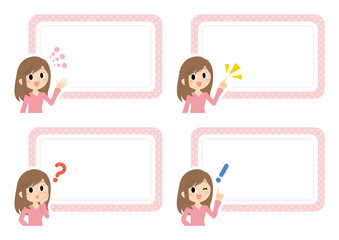 女性のいろいろな表情フレームセット