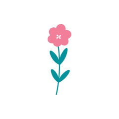 Cute flat vector pink flower icon isolated on  a white background.Suitable for greeting cards,invitations,patterns.