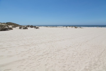 Fototapeta na wymiar Strand Landschaften Portugal: Einsamer Strand am Naturpark Dünen von São Jacinto am Atlantik nahe Ria de Aveiro