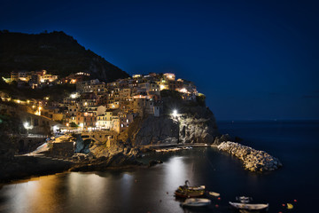 Night view of Manarola, Cinque Terre, Italy