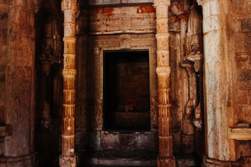 Fototapeta na wymiar View of the interior of the Jain lakhena Temple at Polo Forest in Gujarat, India