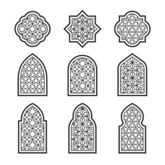 set of black arabic ornamental windows