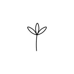 Hand drawn flat vector branch with leaves isolated on a white background.