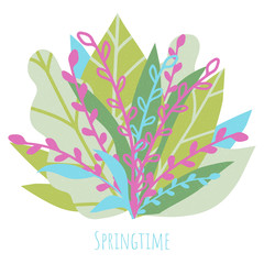 Vector spring leaves. An abstract colorful bouquet isolated on white background.